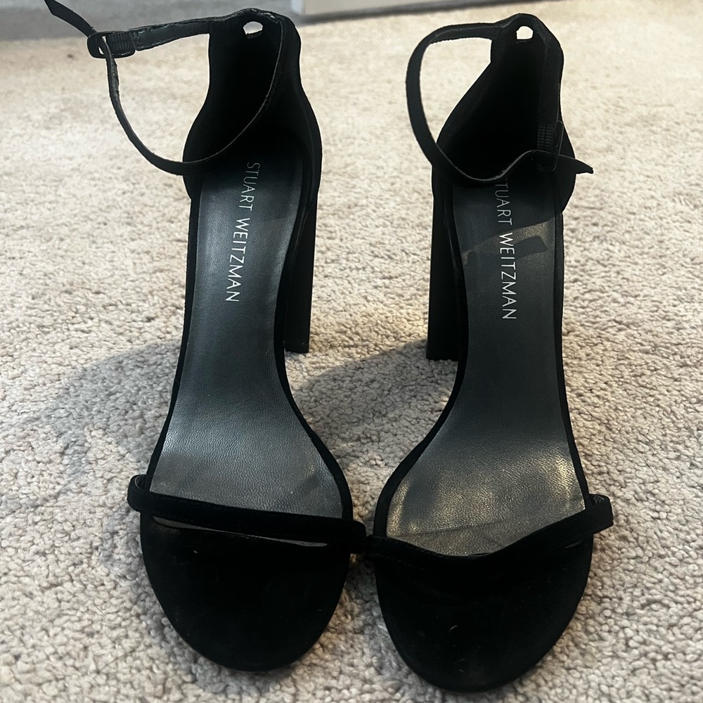 Stuart Weitzman Black Ankle Strap Heels